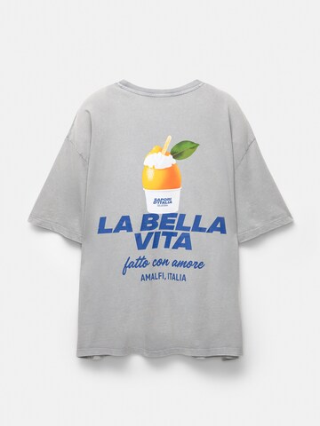 Pull&Bear Koszulka 'HELADO LIMON' w kolorze szary