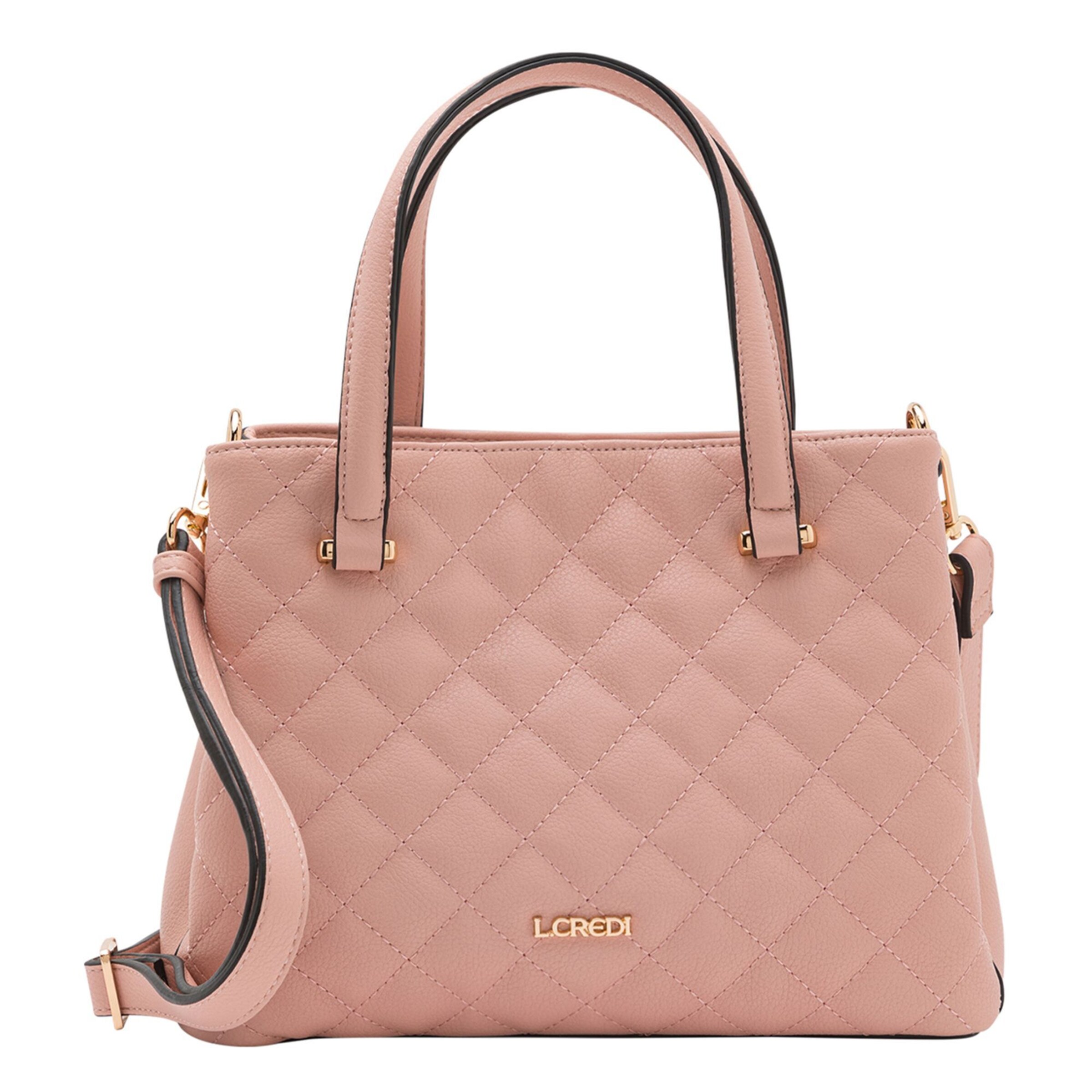 Borsa a spalla 'Orsina' di L.CREDI in rosa: frontale