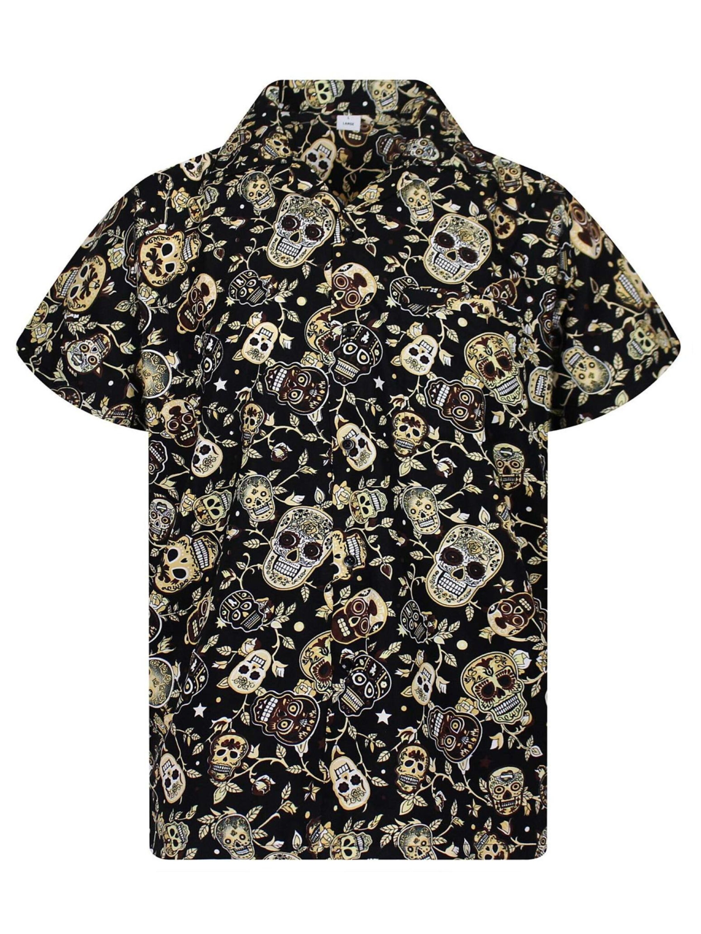King Kameha Shirt 'Skull' in Brown: front