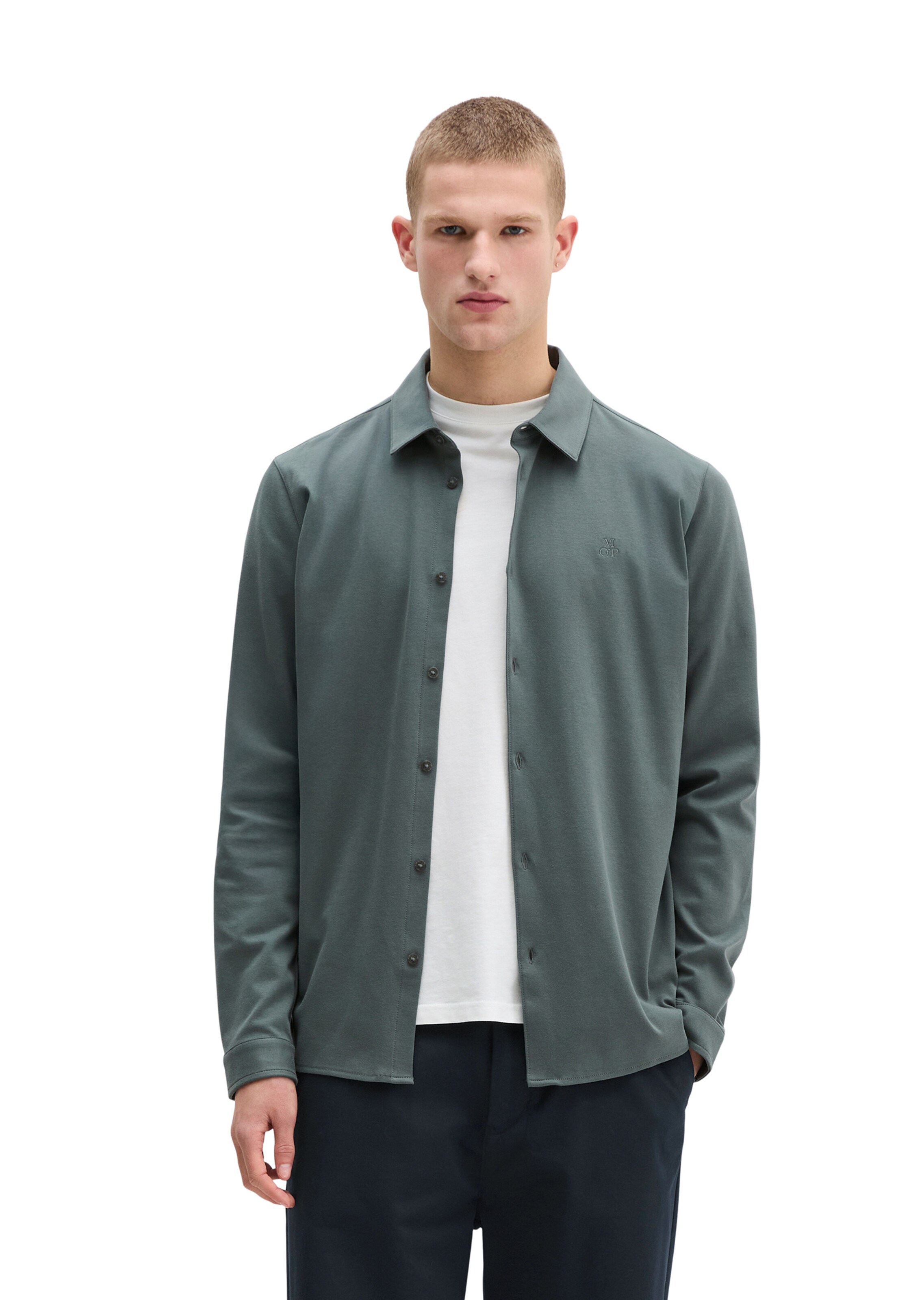 Marc O'Polo Regular fit Button Up Shirt in Grey: front