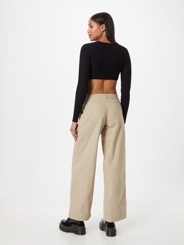 Monki Loosefit Bandplooibroek in Beige