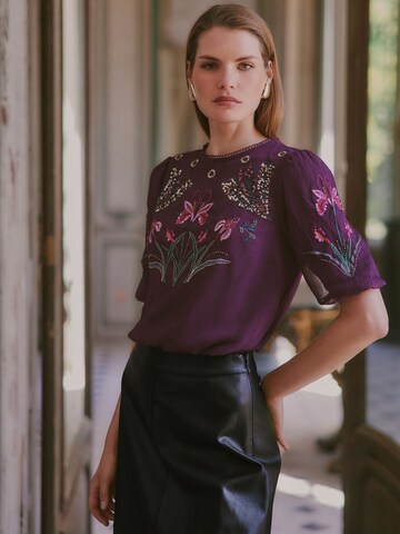 Chemisier love & roses en violet
