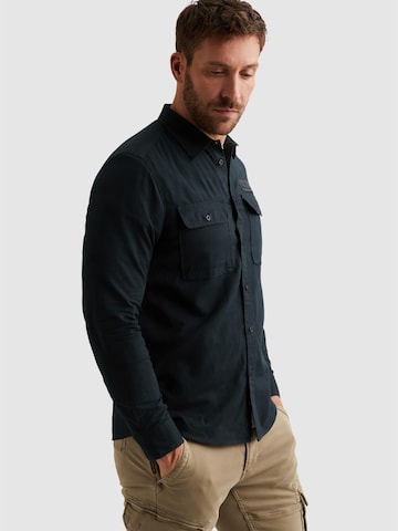 PME Legend Regular fit Skjorta 'Shirt jacket with check pattern and chest pockets' i blå