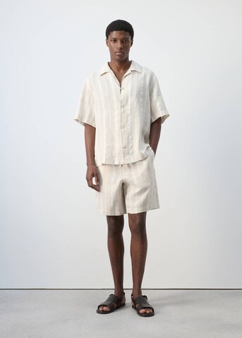 MANGO MAN Comfort fit Button Up Shirt 'Malta' in Beige