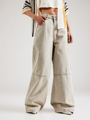 TOPSHOP - Perna larga Calças de ganga 'Marble' em cinzento: frente