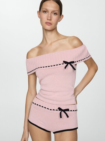 MANGO Knitted Top 'Minnie' in Pink