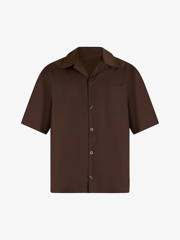 Yes London Regular fit Overhemd in Bruin: voorkant