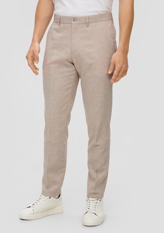 s.Oliver BLACK LABEL Slim fit Trousers with creases in Beige: front