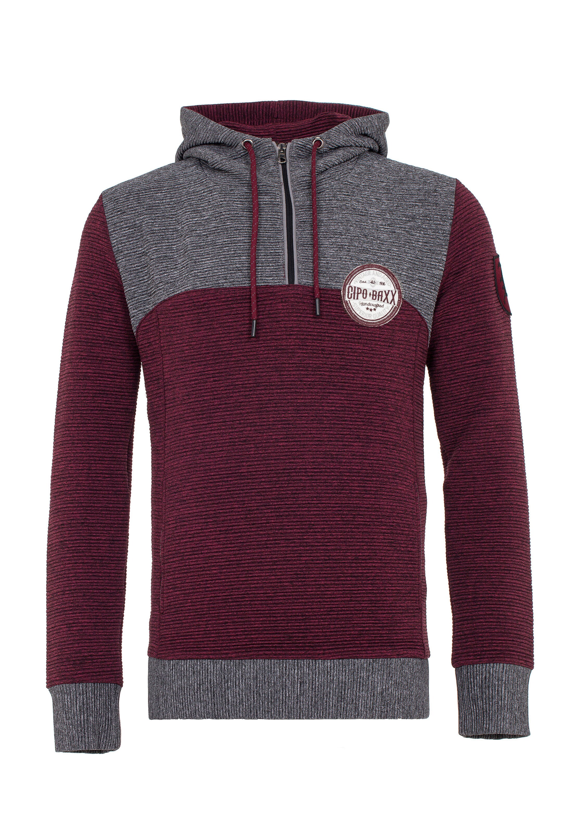 Männer Sweat CIPO & BAXX Kapuzensweater in Burgunder - HS48468 Männer Sweat CIPO & BAXX Kapuzensweater in Burgunder - HS48468