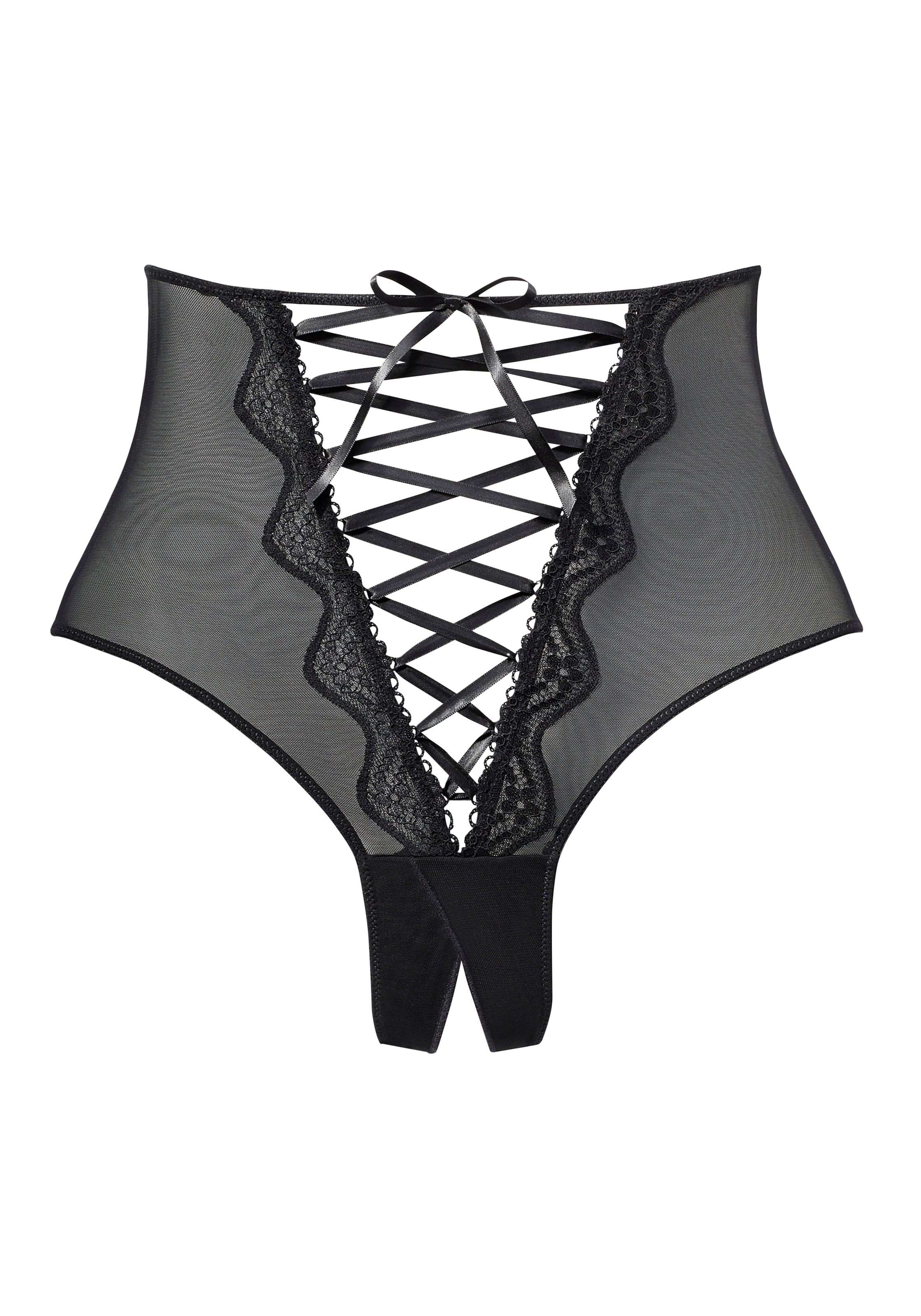 PETITE FLEUR GOLD Crotchless Lingerie in Black: front
