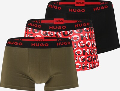 HUGO Boxers en vert foncé / rouge / noir / blanc, Vue avec produit