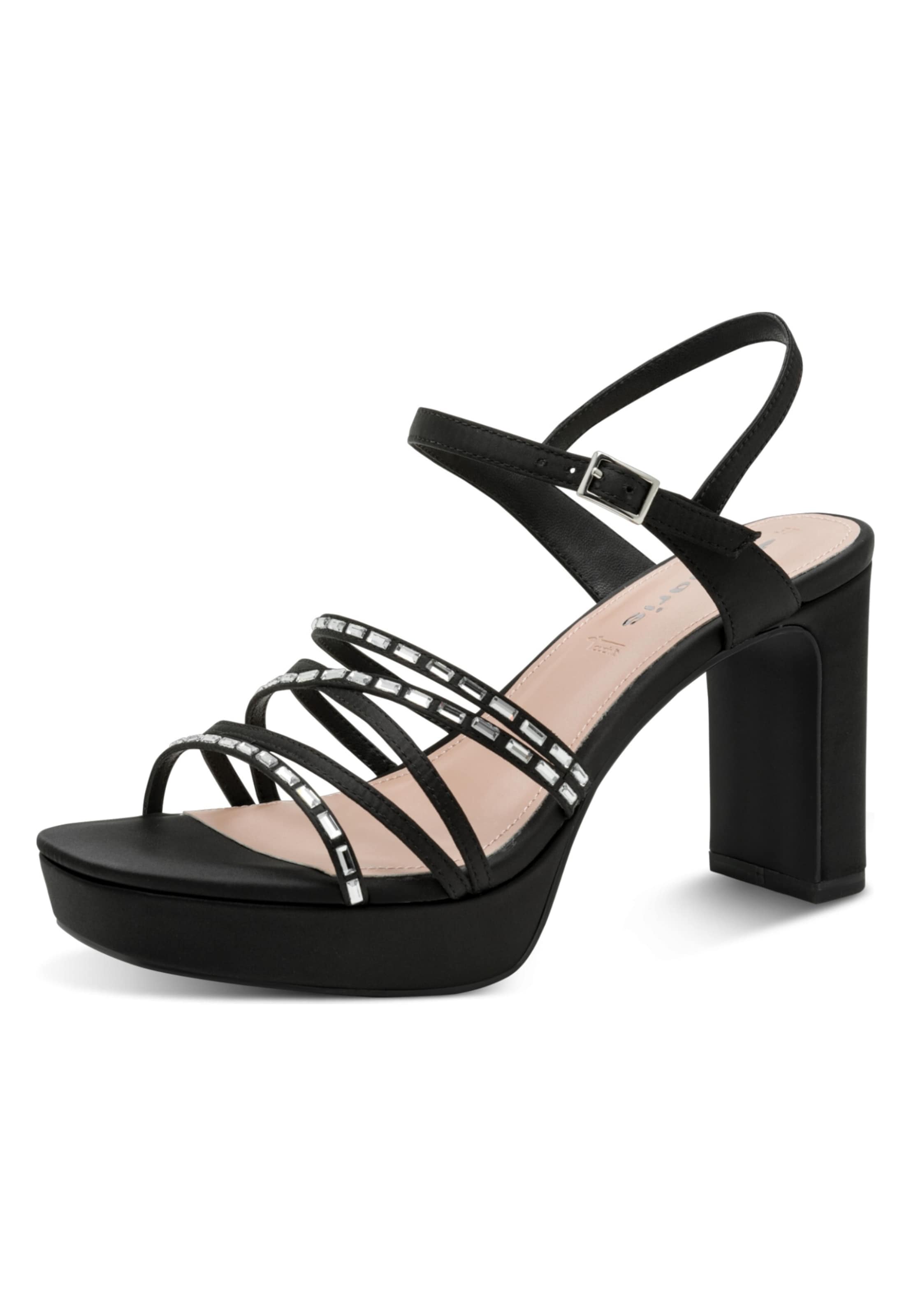 Tamaris Сандали с каишка в черно: отпред