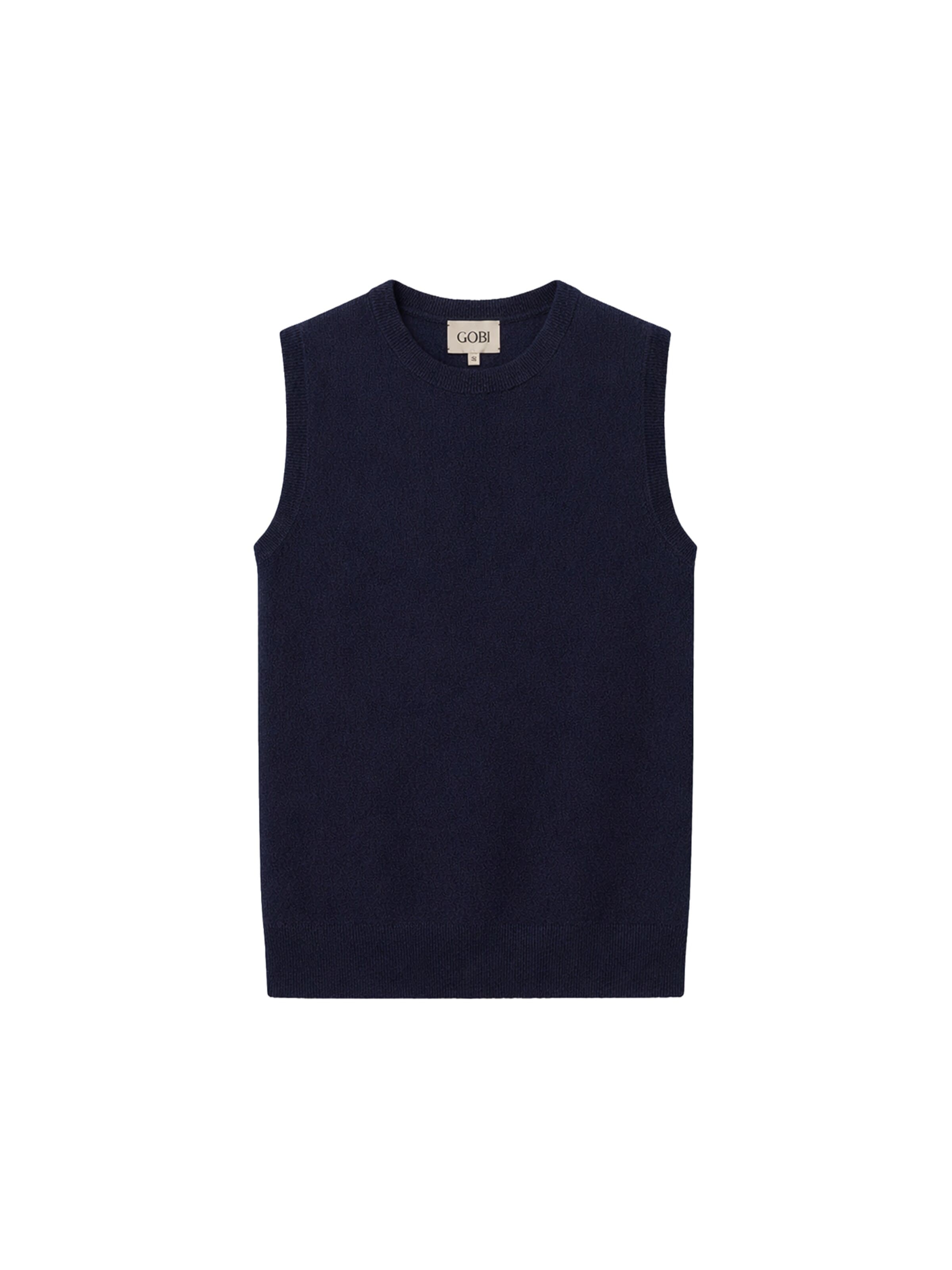 Cardigan 'Women's Essential Cashmere Crewneck Vest' GOBI Cashmere en bleu : devant