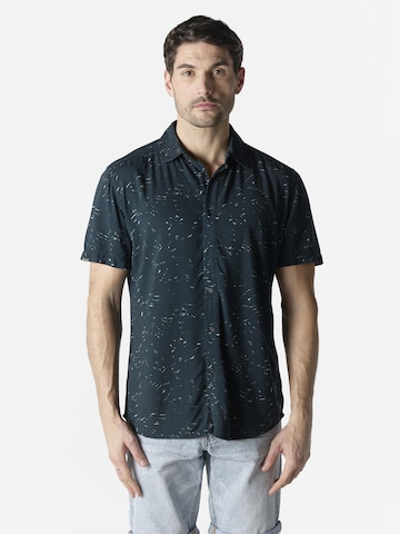 KOROSHI Comfort Fit Hemd in Schwarz: Vorderseite