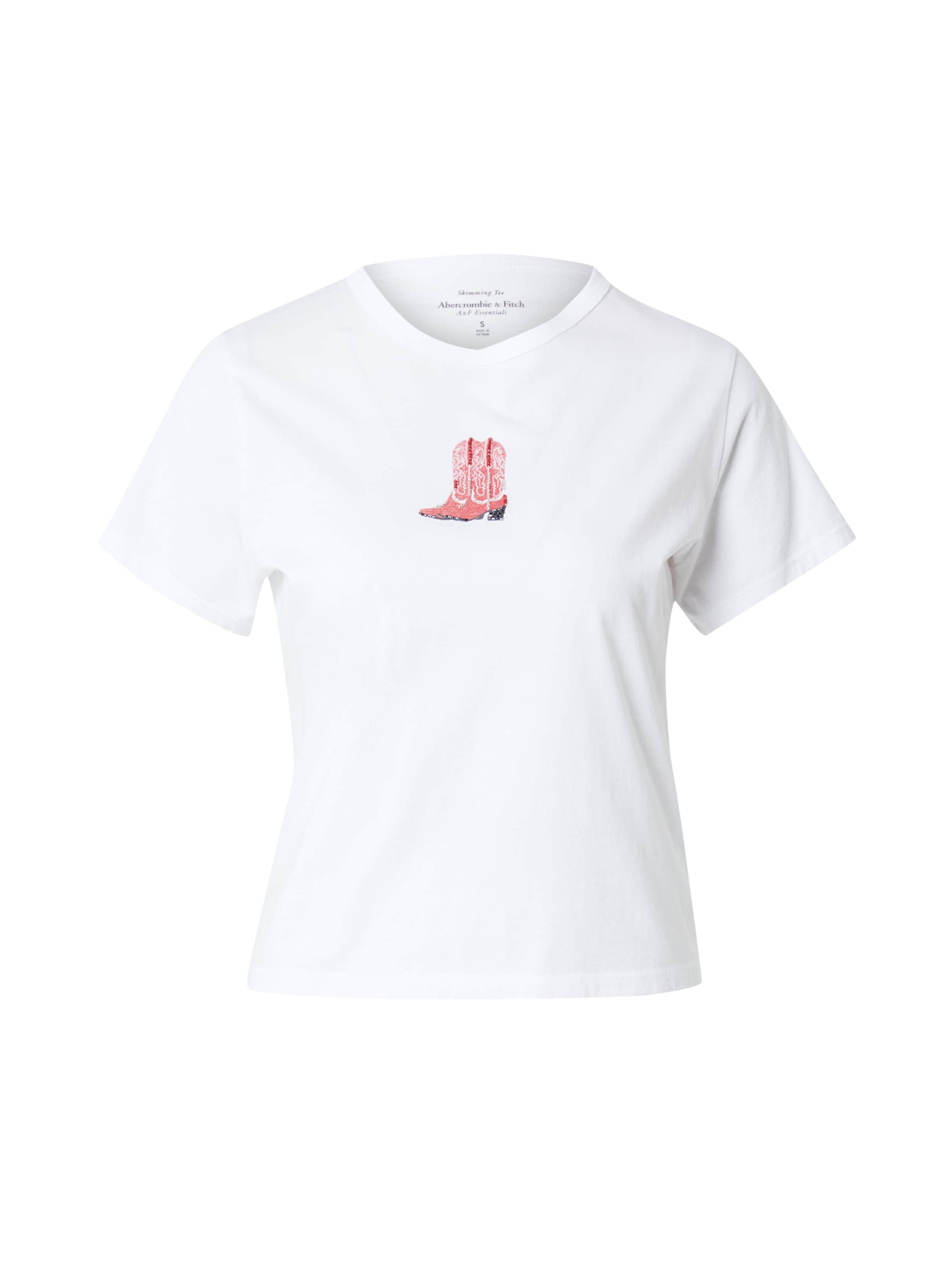 Abercrombie & Fitch Shirts 'RED BOOTS' i hvid: forside