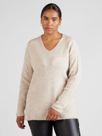 ONLY Curve Sweater 'CAMILLA' in Grey: front