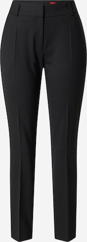 HUGO Regular Trousers with creases 'Hetana' in Black: front