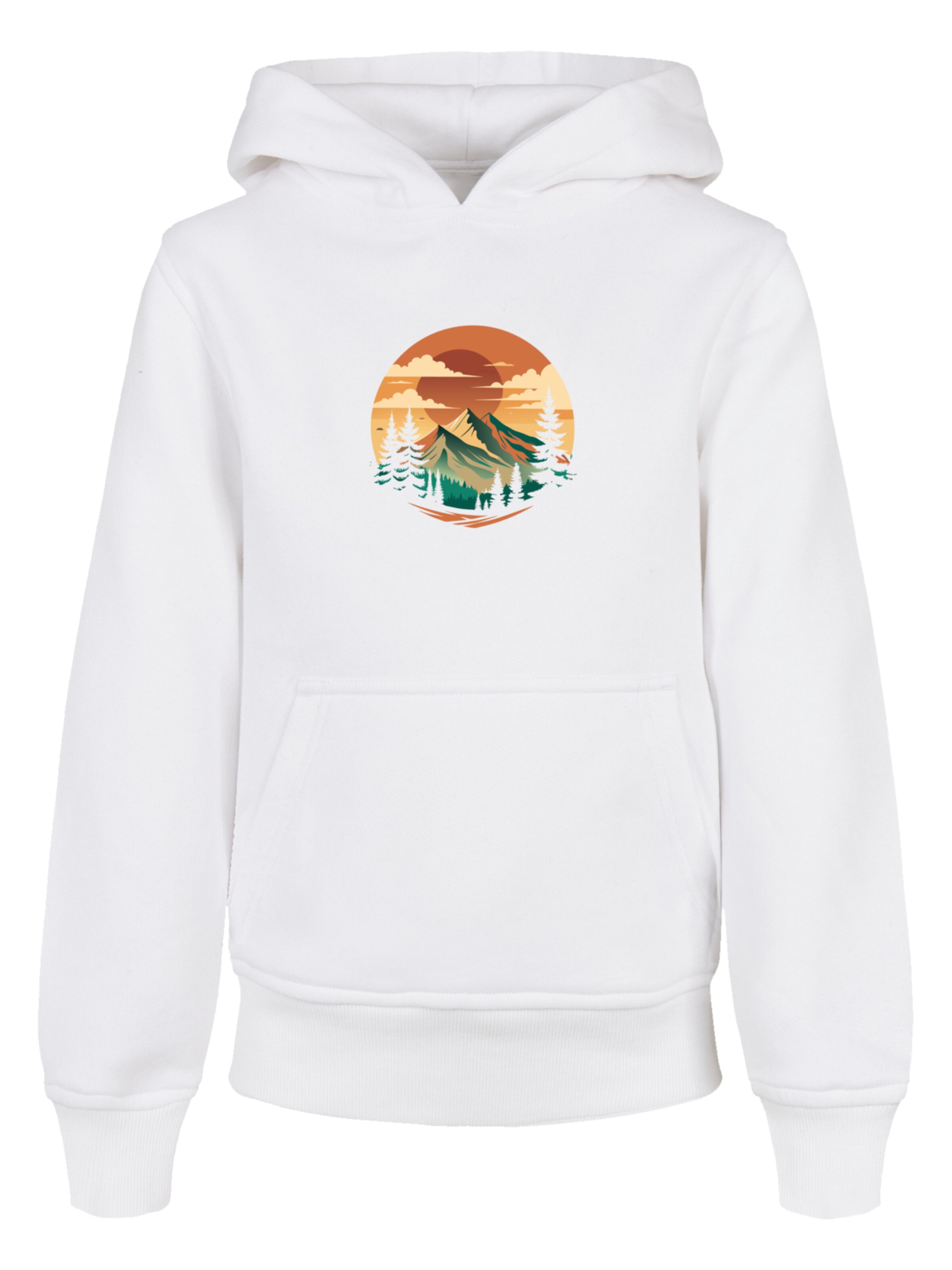 Pull-over 'Sonnenuntergang Berglandschaft' F4NT4STIC en blanc : devant