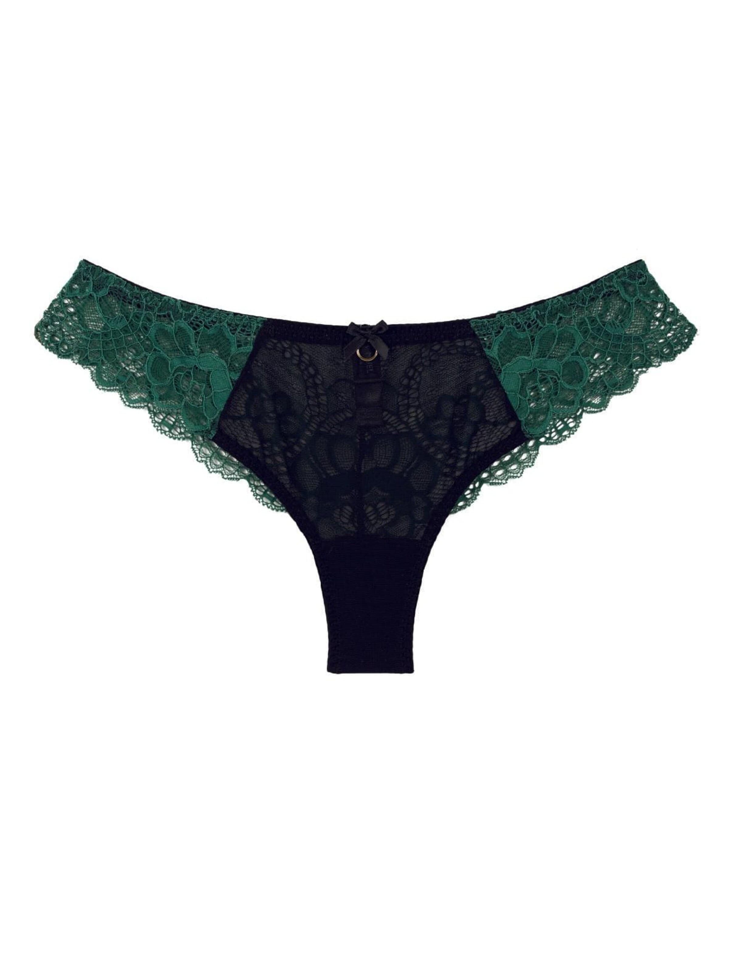 La Muel Lingerie Slip 'Brazilian Slip soft lace' in Green: front