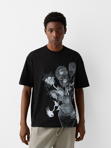 T-Shirt Bershka en noir : devant