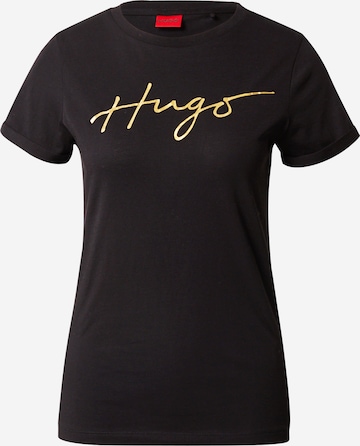 HUGO Red Shirt 'Slim Tee' in Zwart: voorkant