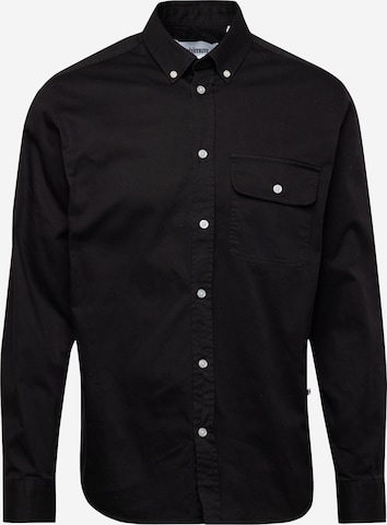 Coupe regular Chemise 'Prollo' minimum en noir : devant