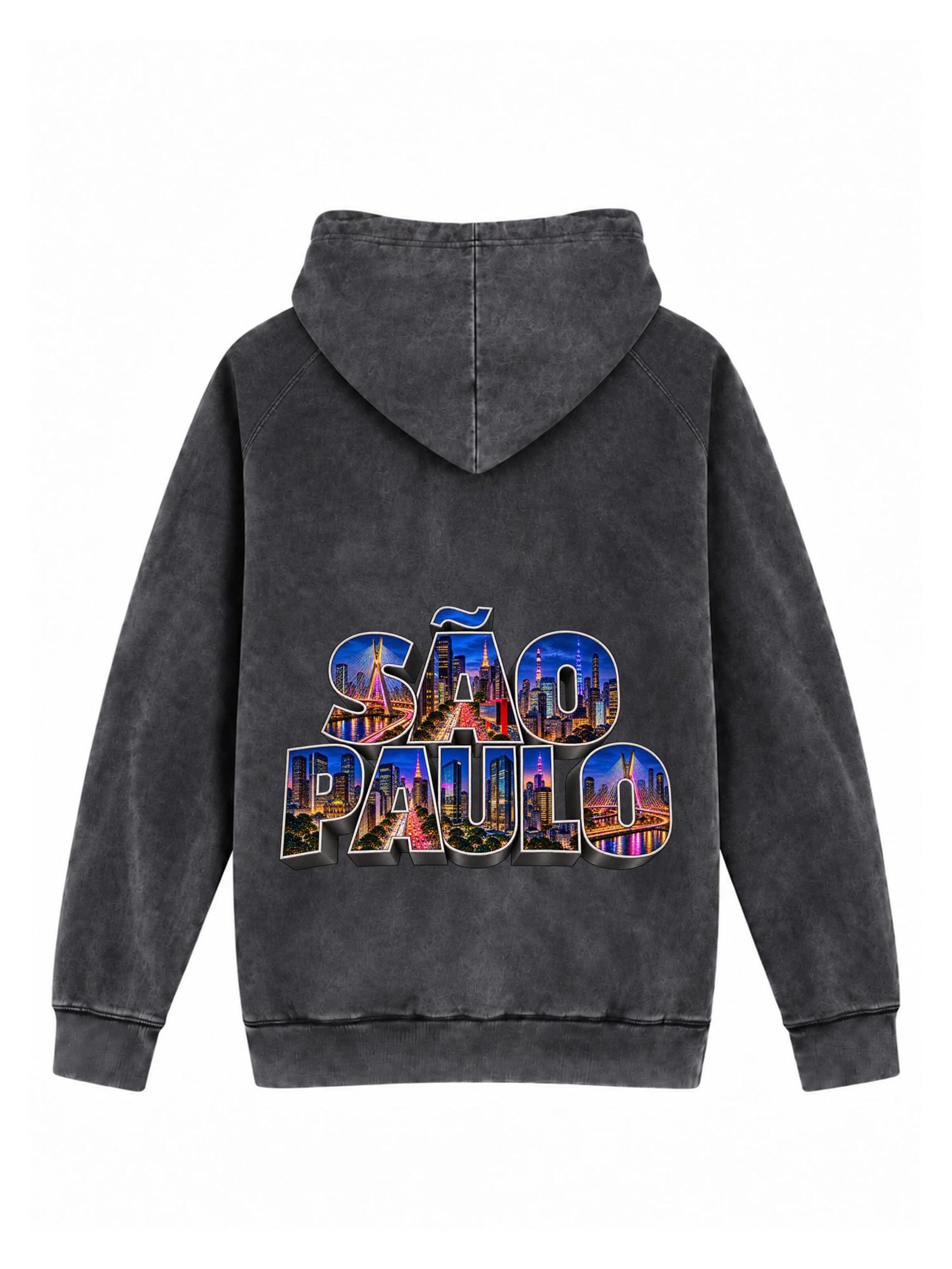 LUNØIR StudioSweater majica 'São Paulo City Lights – Neon' - crna boja: prednji dio