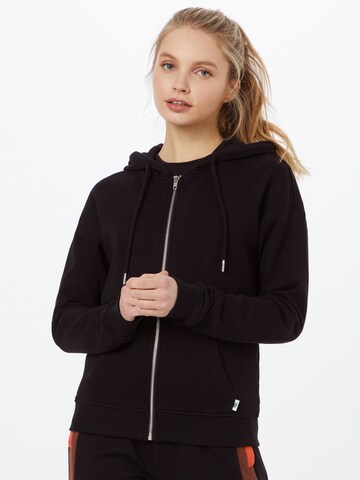 Urban Classics Zip-Up Hoodie in Black: front