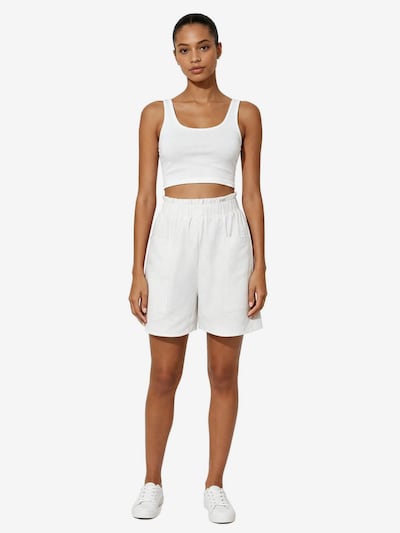 KoJooin Hose 'Leinen-Shorts für Damen elastischer Bund,leichte Strandshorts mit Seitentaschen,lässig für Freizeit' in 42/Regular in weiß, Produktansicht