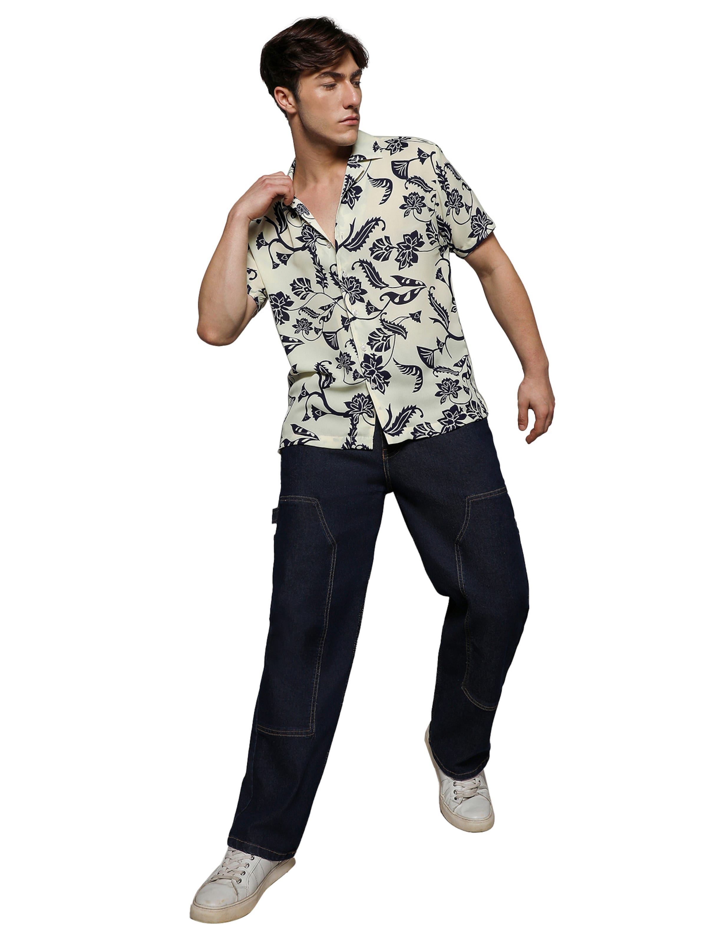 Campus Sutra Классический крой Рубашка 'Ivan' в Бежевый