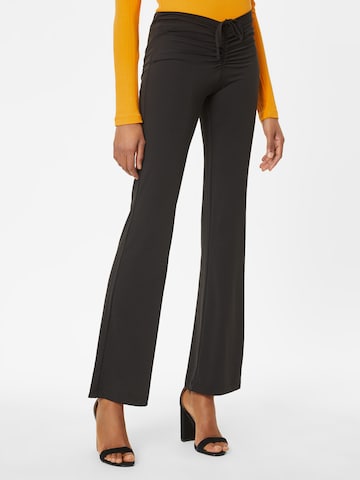 Monki Flared Trousers in Black: front