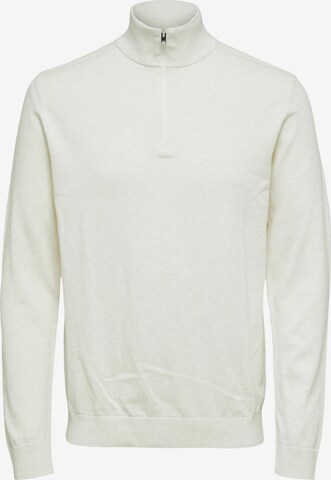 SELECTED HOMME Regularny krój Sweter 'Berg' w kolorze biały: przód