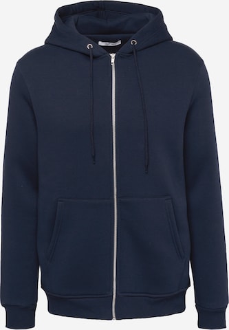 ABOUT YOU Zip-Up Hoodie 'Bjarne' in Blue: front