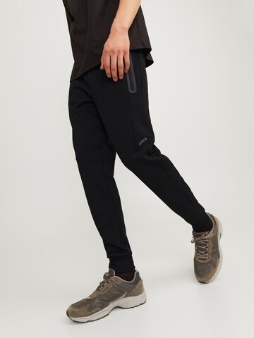 JACK & JONES Tapered Trousers 'Will Fusion' in Black