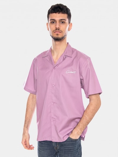 Carhartt WIP Button Up Shirt 'S/S Delray Shirt Gentle Purple / White' in S in Purple, Item view