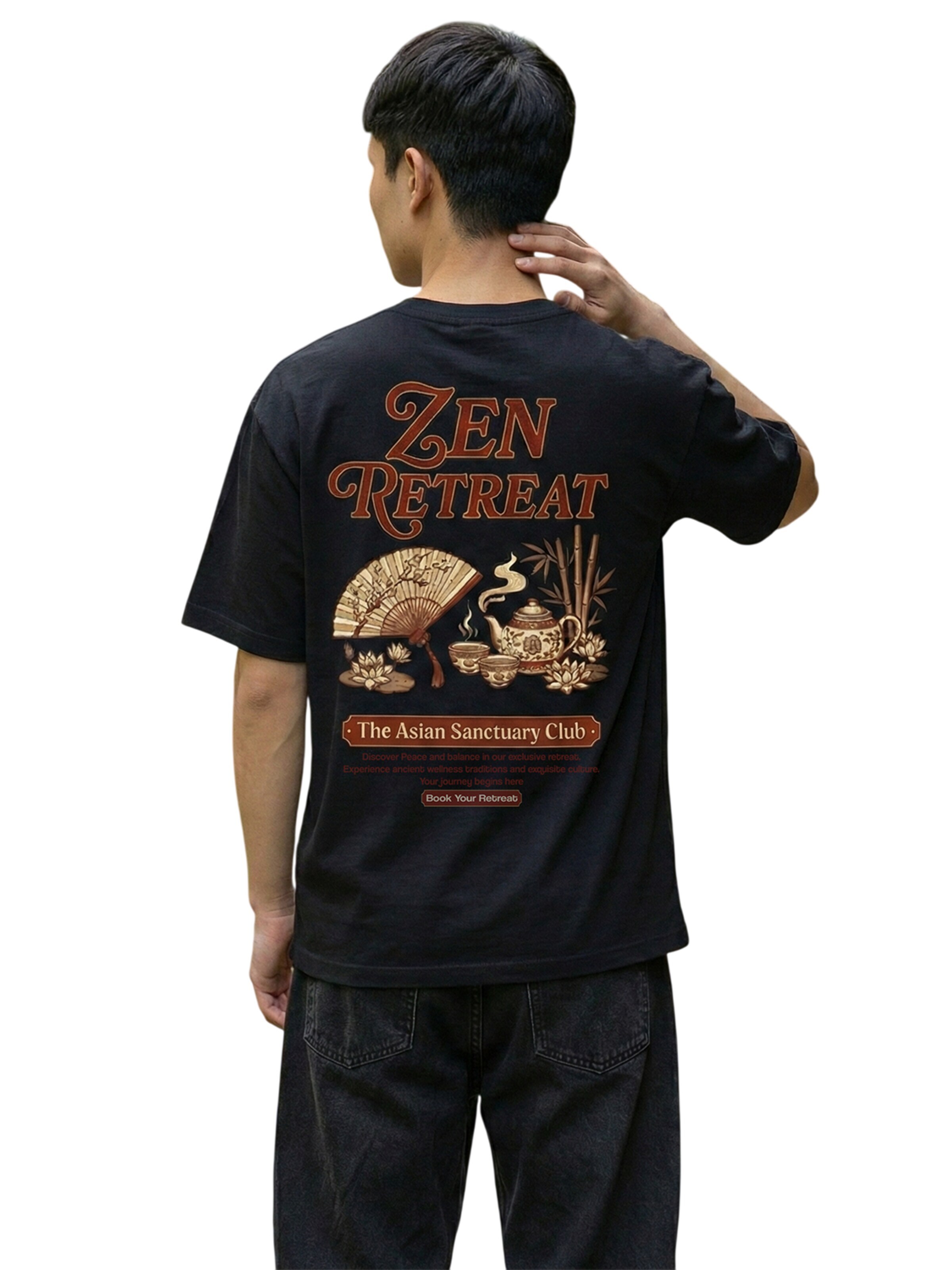 RoamLikeSummer Shirt 'Zen Retreat' in Schwarz: Vorderseite