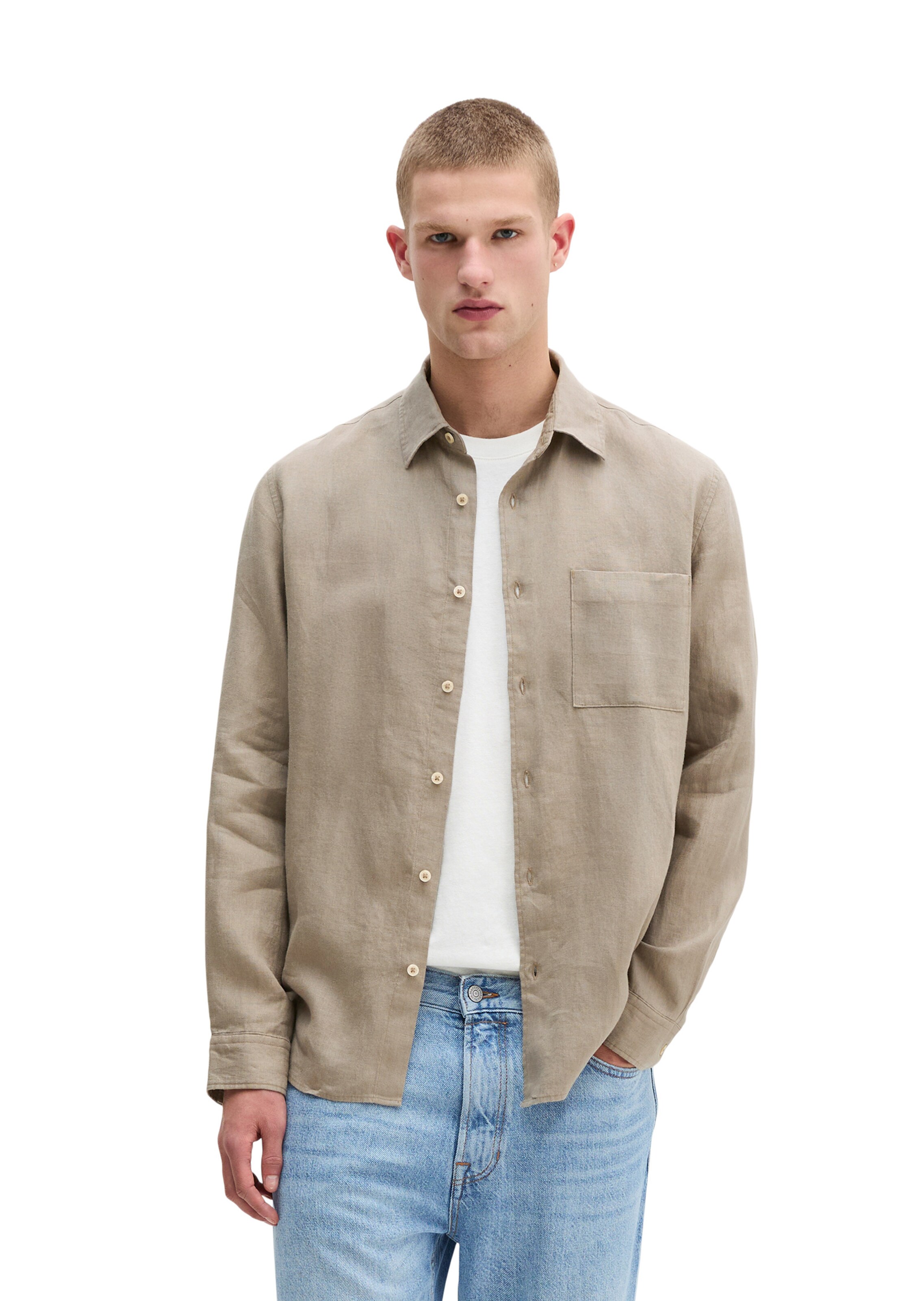 Marc O'Polo Regular Fit Hemd in Beige: Vorderseite