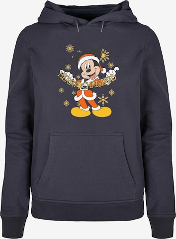 ABSOLUTE CULT Sweatshirt 'Mickey Mouse - Merry Christmas Gold' in Blue: front