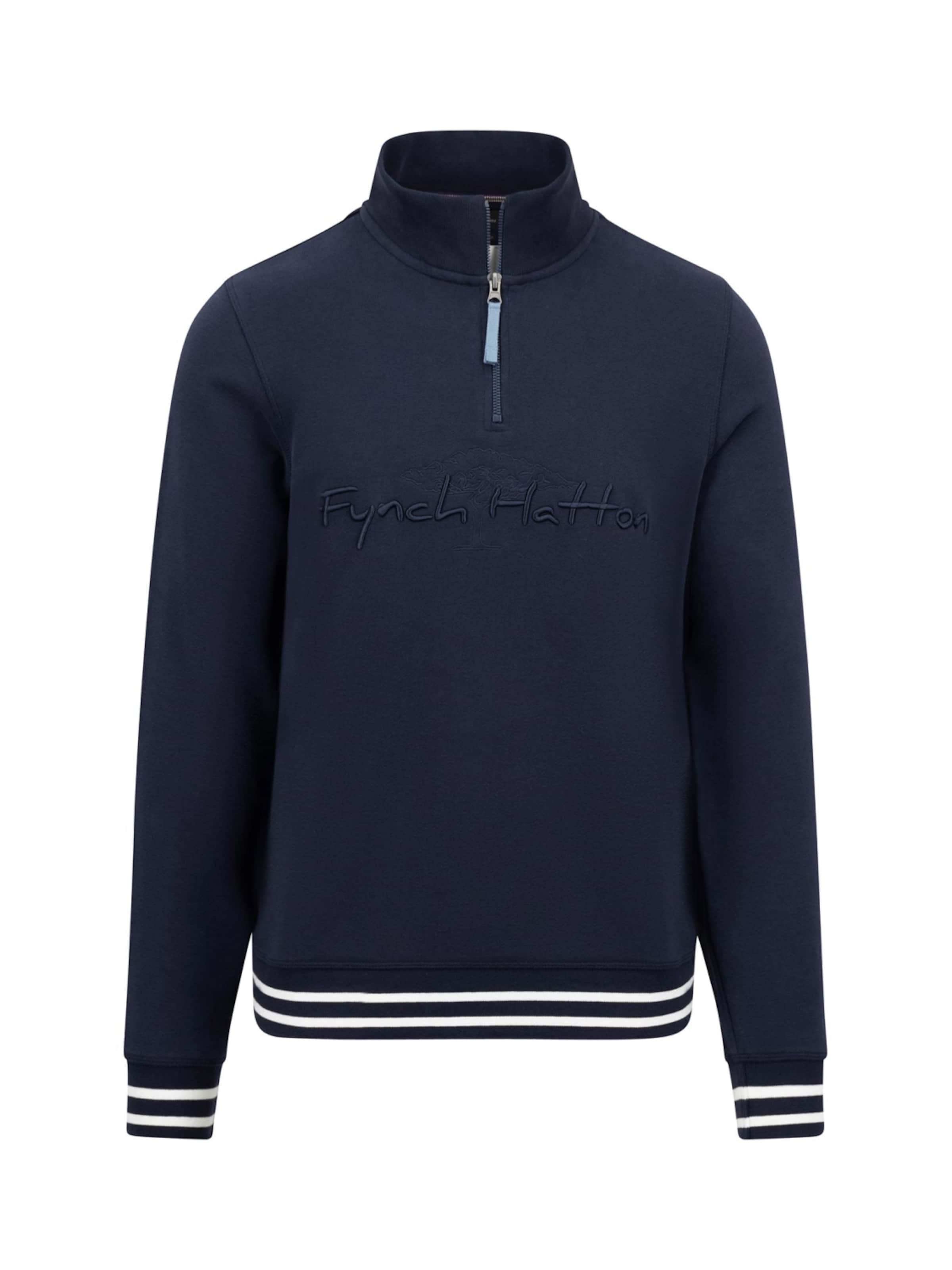 Fynch Hatton Sweater 'Zip Troyer, chunky navy' in Blue: front