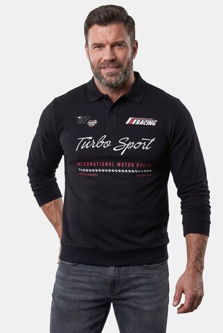 Men Plus Poloshirt in Schwarz: Vorderseite
