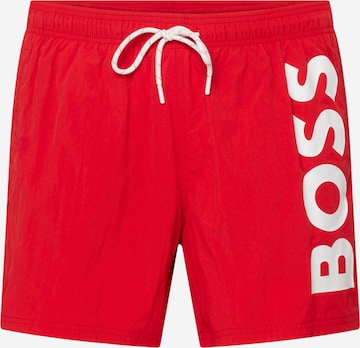 BOSS Black - Calções de banho 'Octopus' em vermelho: frente