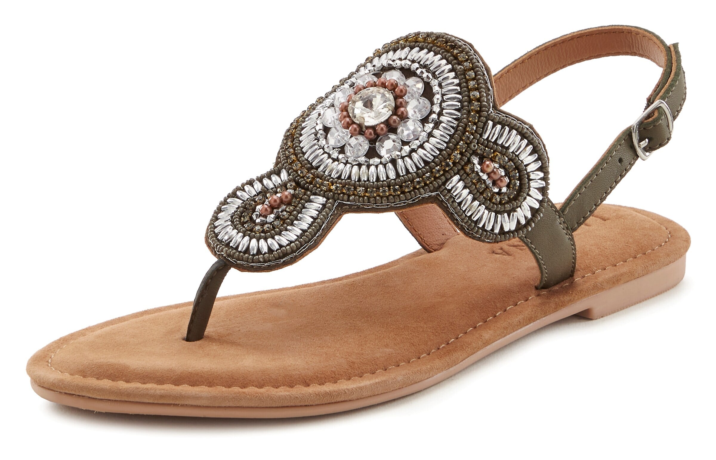 LASCANA T-bar sandals in Green: front