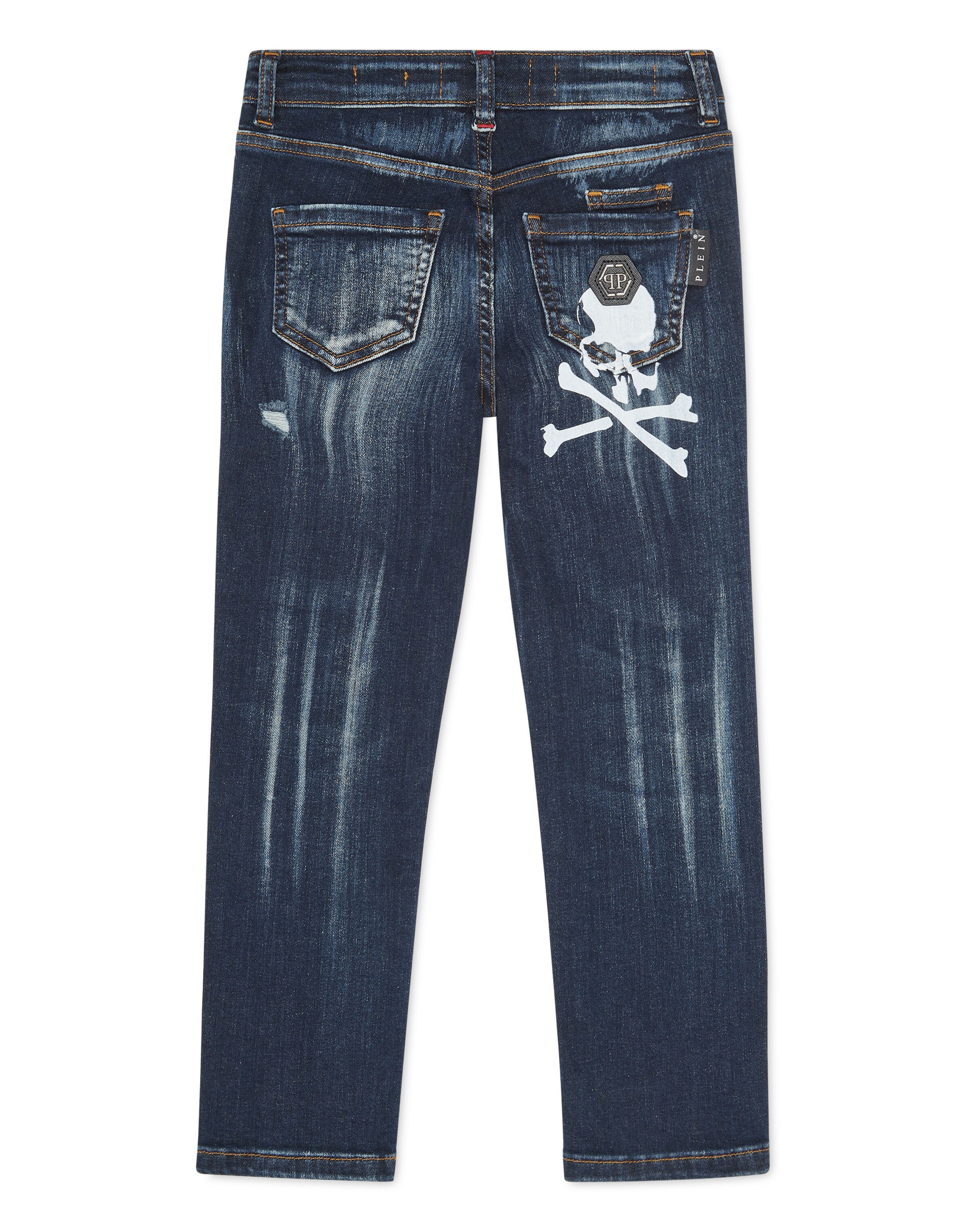 Philipp Plein - regular Vaquero 'Skull' en azul