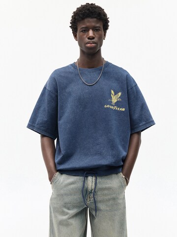 Pull&Bear Тениска 'GOOD YEAR' в синьо