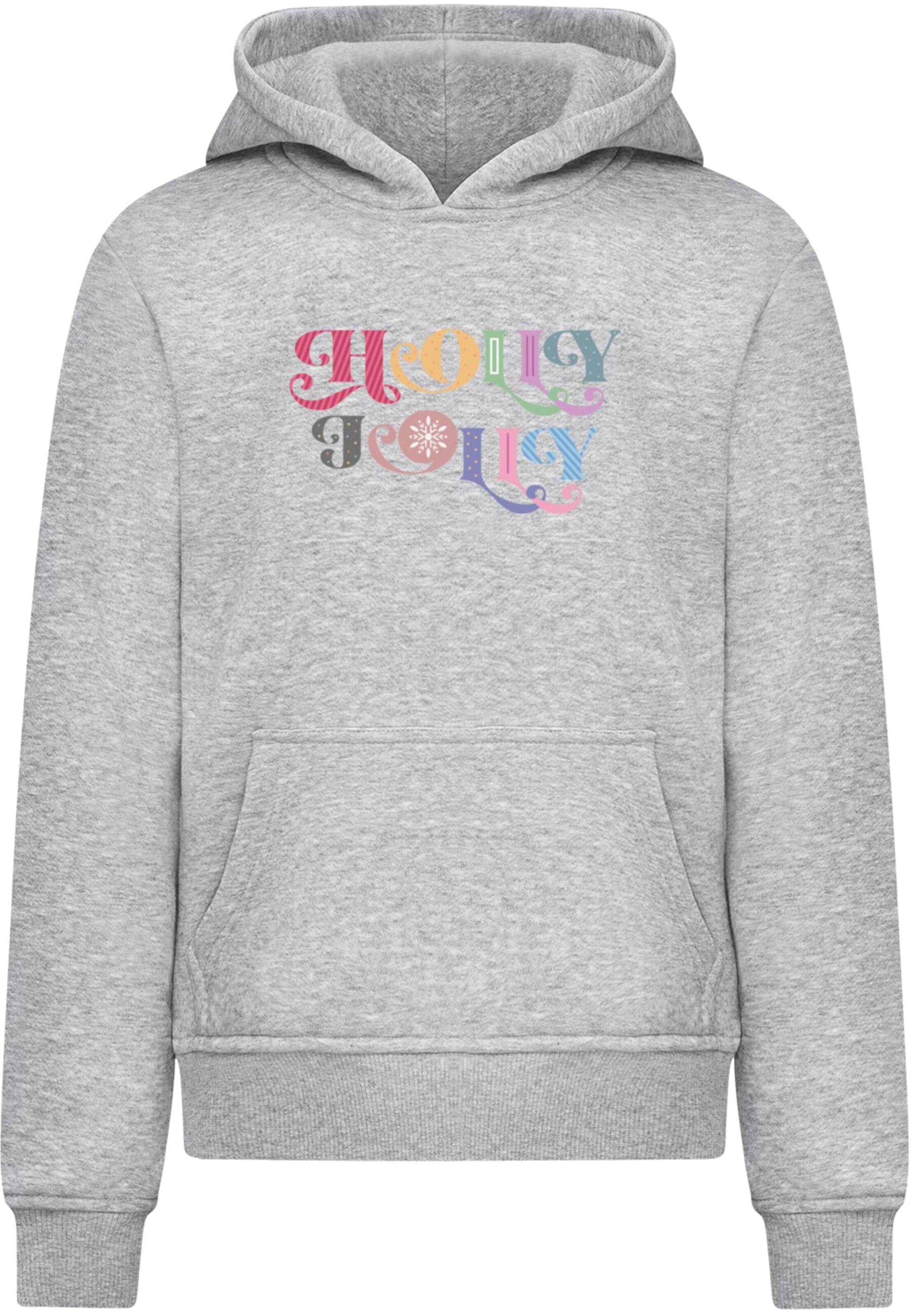 Merchcode Sweatshirt 'Christmas Holly Jolly' in Grijs: voorkant