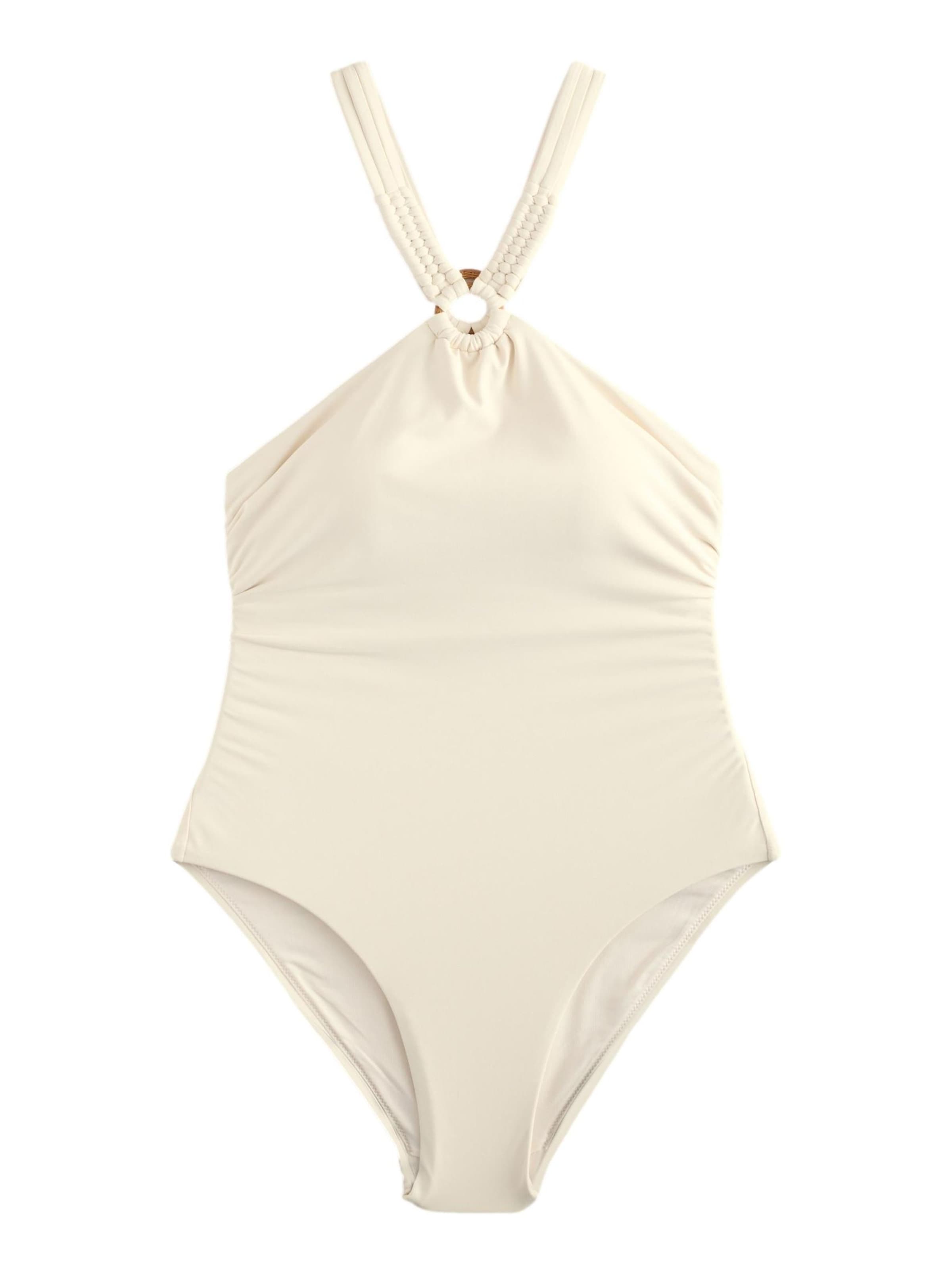 Next Високо деколте Бански костюм в бежово: отпред