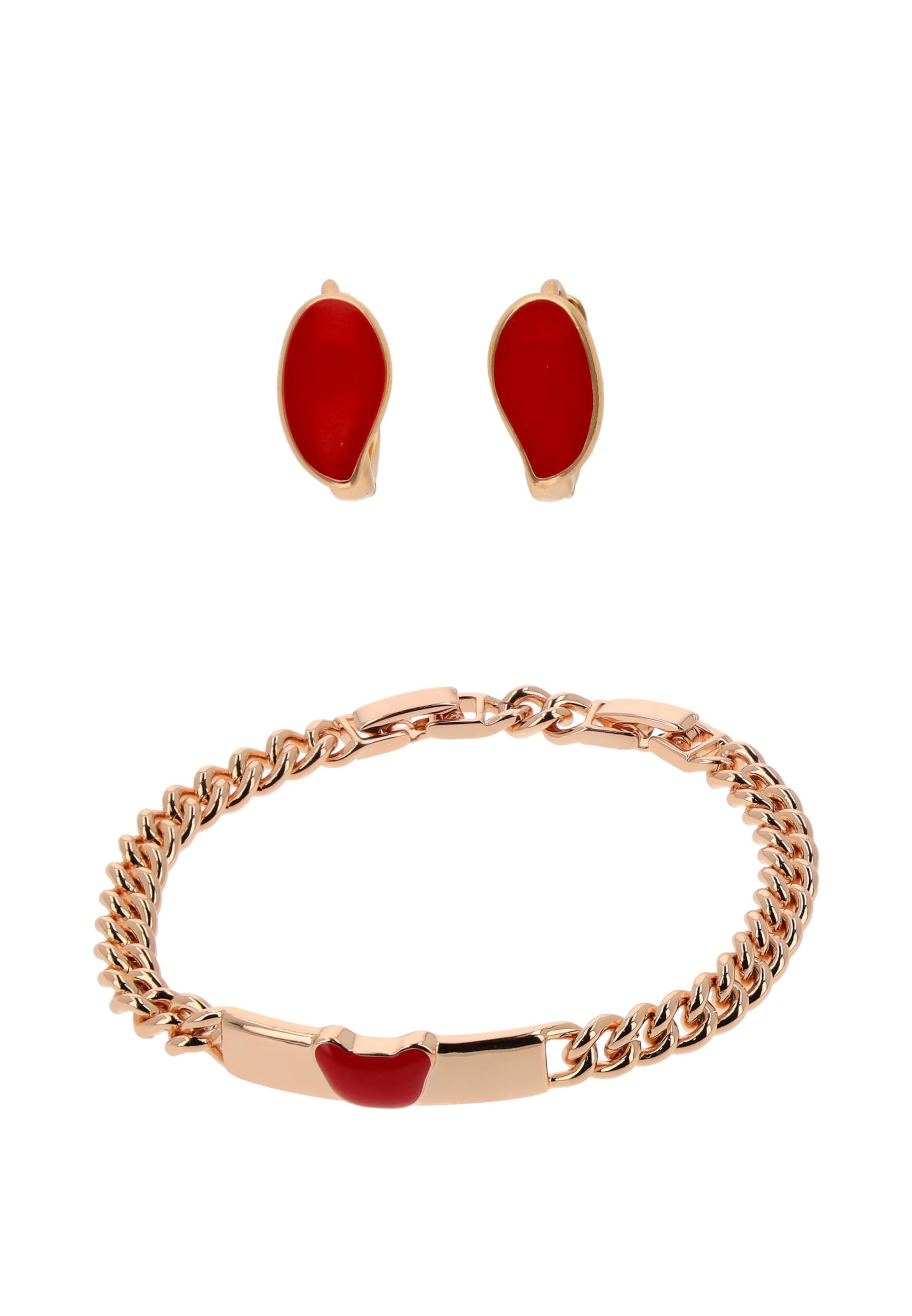 faina Conjuntos de bijuteria em ouro / vermelho, Vista do artigo