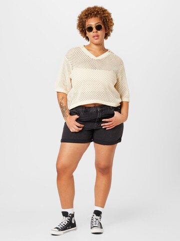 PIECES Curve Sweater 'LAYA' in White