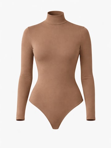 LEAFLETIC Bodysuit 'Leafletic Women’s long sleeve high neck bodysuit' in Brown: front