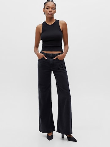 Pull&Bear Wide leg Jeans in Black: front